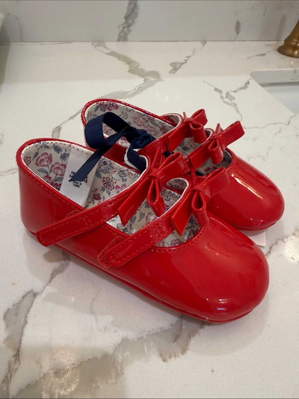 Janie and Jack Red Patent Mary Jane Bow Soft Sole Shoes 8-24M NWT